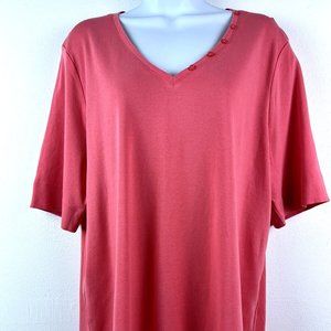 Chicos The Ultimate Tee Calypso Coral XL Cotton Short Sleeve Knit Top NWT A6